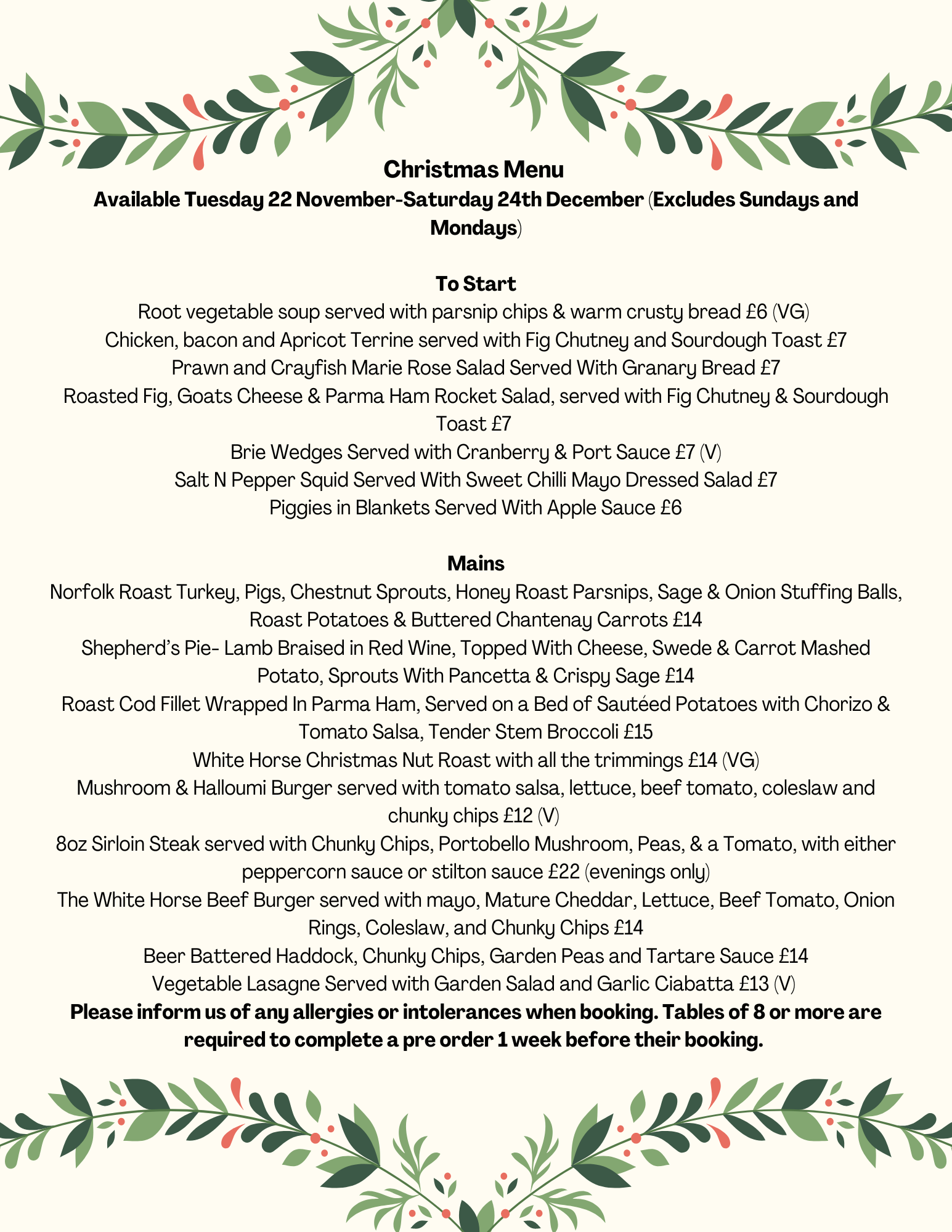 Christmas | The White Horse, Withersfield, Haverhill